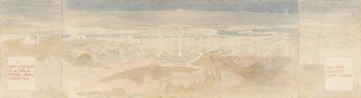 Marion Mahony Griffin, View from Summit of Mount Ainslie, ink on silk, 1912. National Archive of Australia
