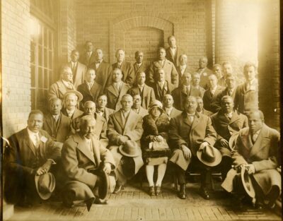 Negro Contractors’ Conference, Hampton Institute, Hampton, Va., February 14, 1928. Ethel Furman is sitting in the center of the front row. Ethel Bailey Furman Papers, Library of Virginia
