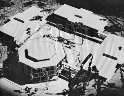 The Architects Collaborative (Sarah Harkness and John C. Harkness, partners-in-charge), model, Fox Lane Middle School, Bedford, New York, 1960–66. Photograph by Phokion Karas. Courtesy of Thessaly Karas
